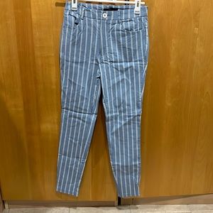 Forever 21 Work Pants- Blue & White Stripes